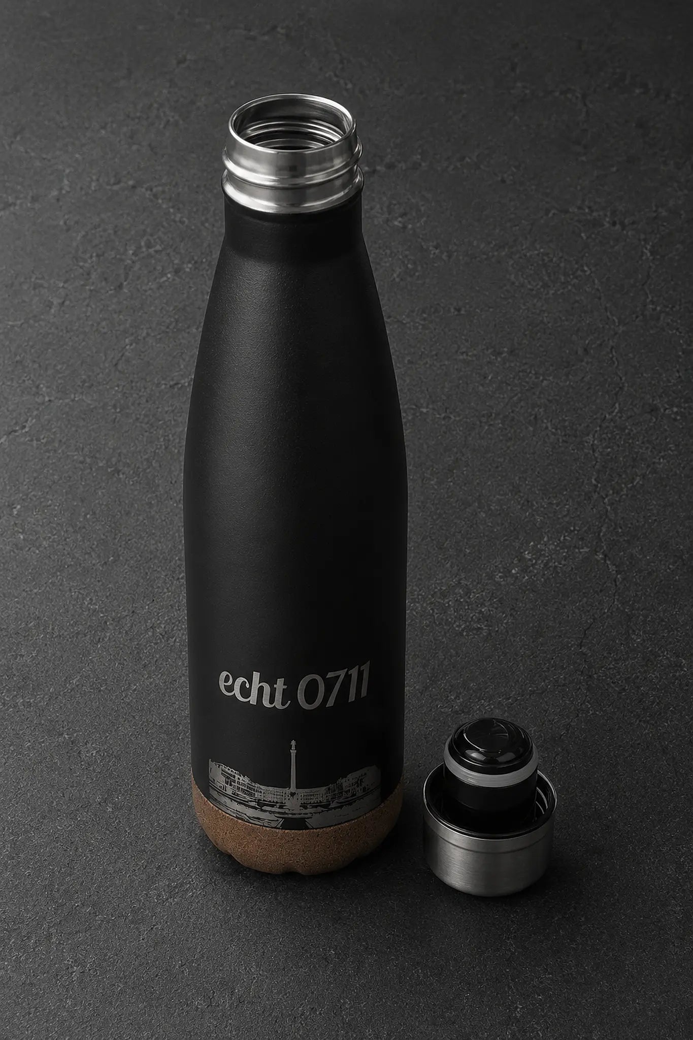 Thermoflasche "Schlossplatz Cork", schwarz