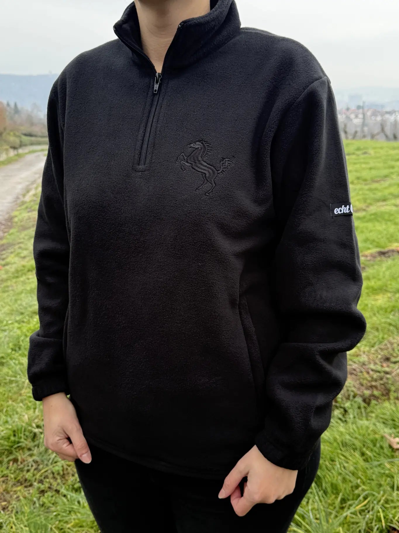 Half-Zip "Black² Fleece", schwarz