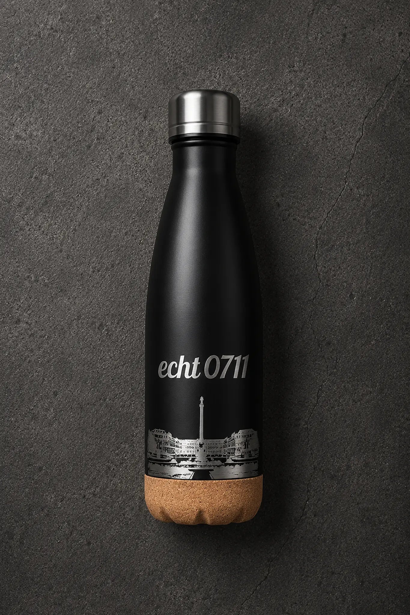 Thermoflasche "Schlossplatz Cork", schwarz